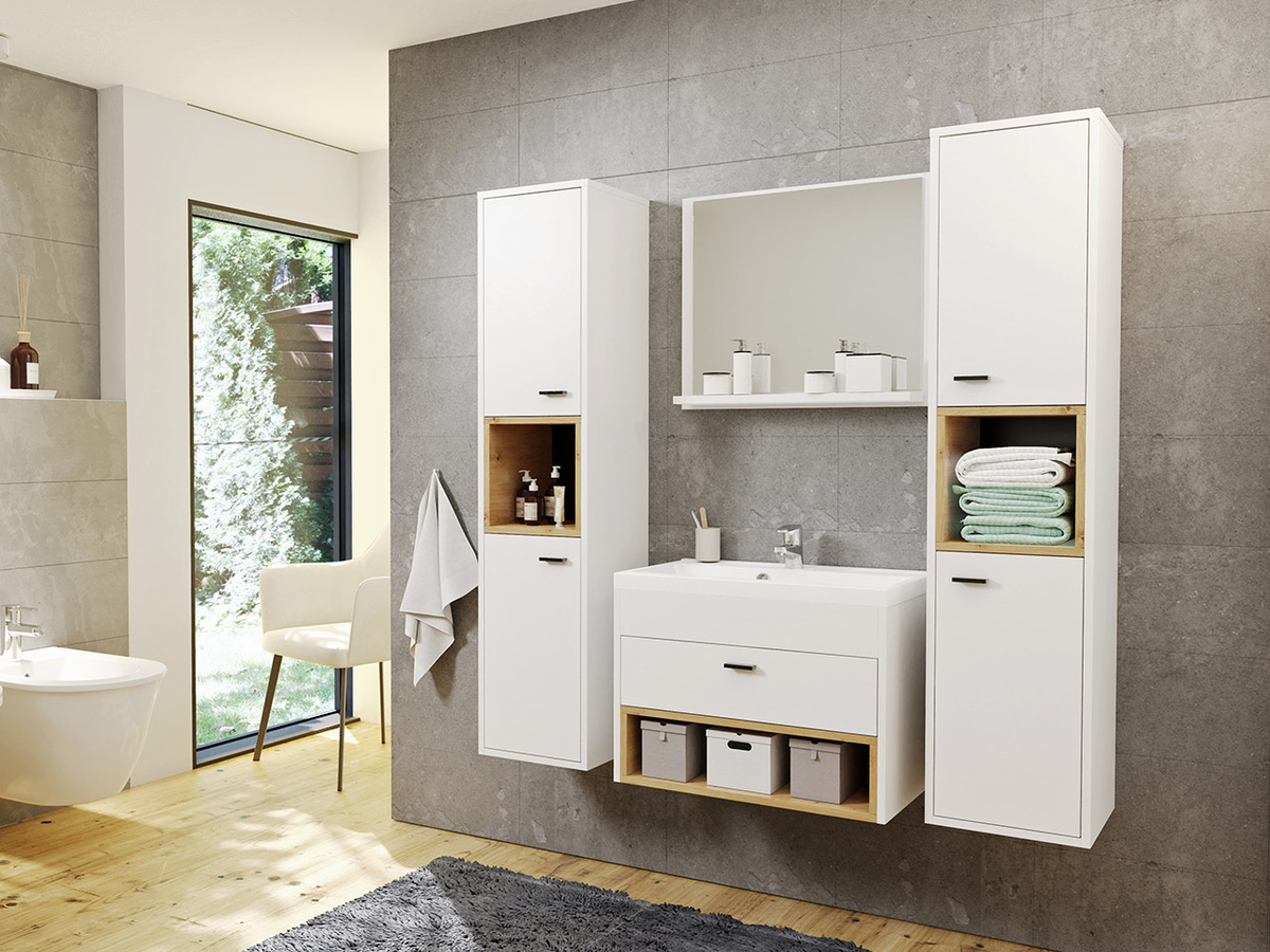 Badezimmer-Set Velum II (Weiss + Artisan Eichenholzoptik)