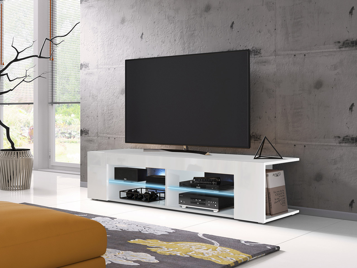 TV-Möbel Ver I (Weiss + Weiss glänzend)