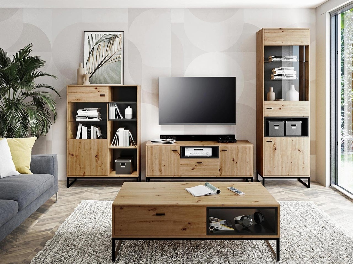 Sideboard Baltesi 107 (Artisan Eichenholzoptik + Schwarz)