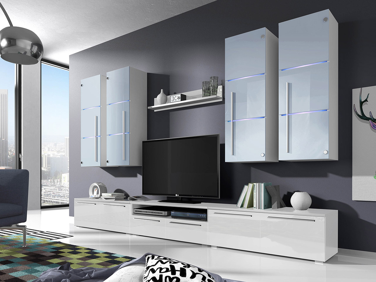 Wohnzimmer-Sets Flos (Weiss + Weiss glänzend)