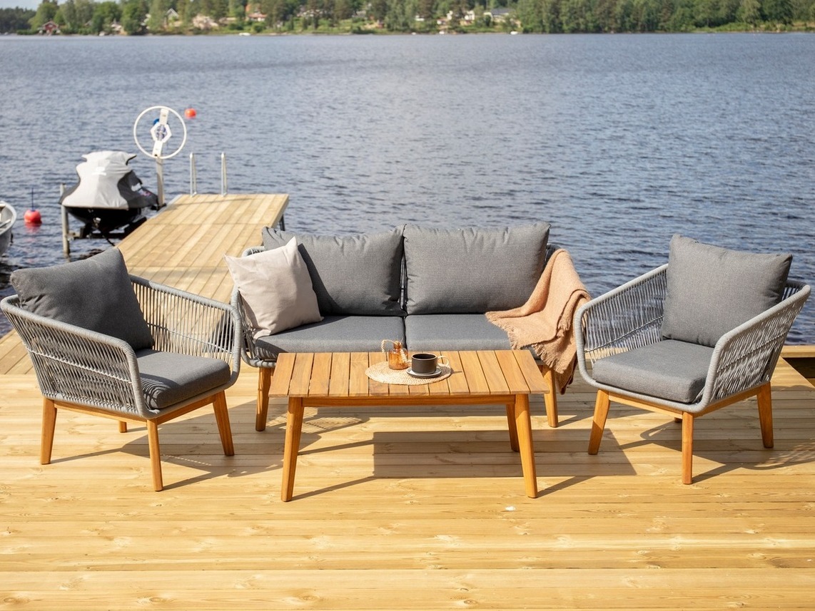 Gartenmöbel-Set Dallas 661 (Grau + Akazie)