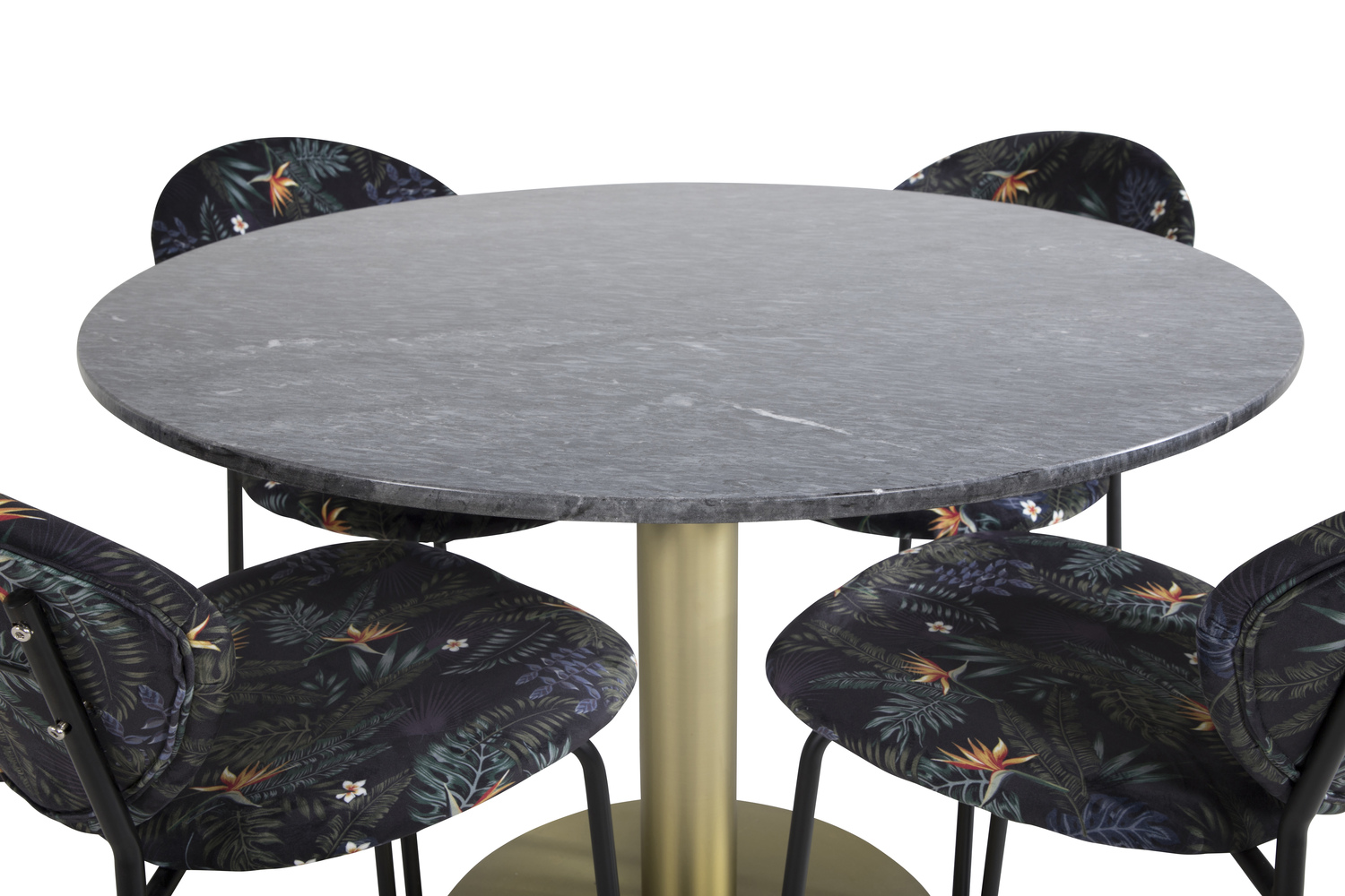 Essgruppe Dallas 1209 (Geblümtes Muster + Schwarz)