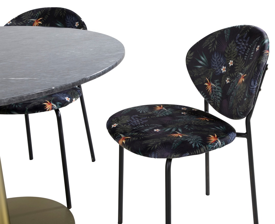 Essgruppe Dallas 1209 (Geblümtes Muster + Schwarz)