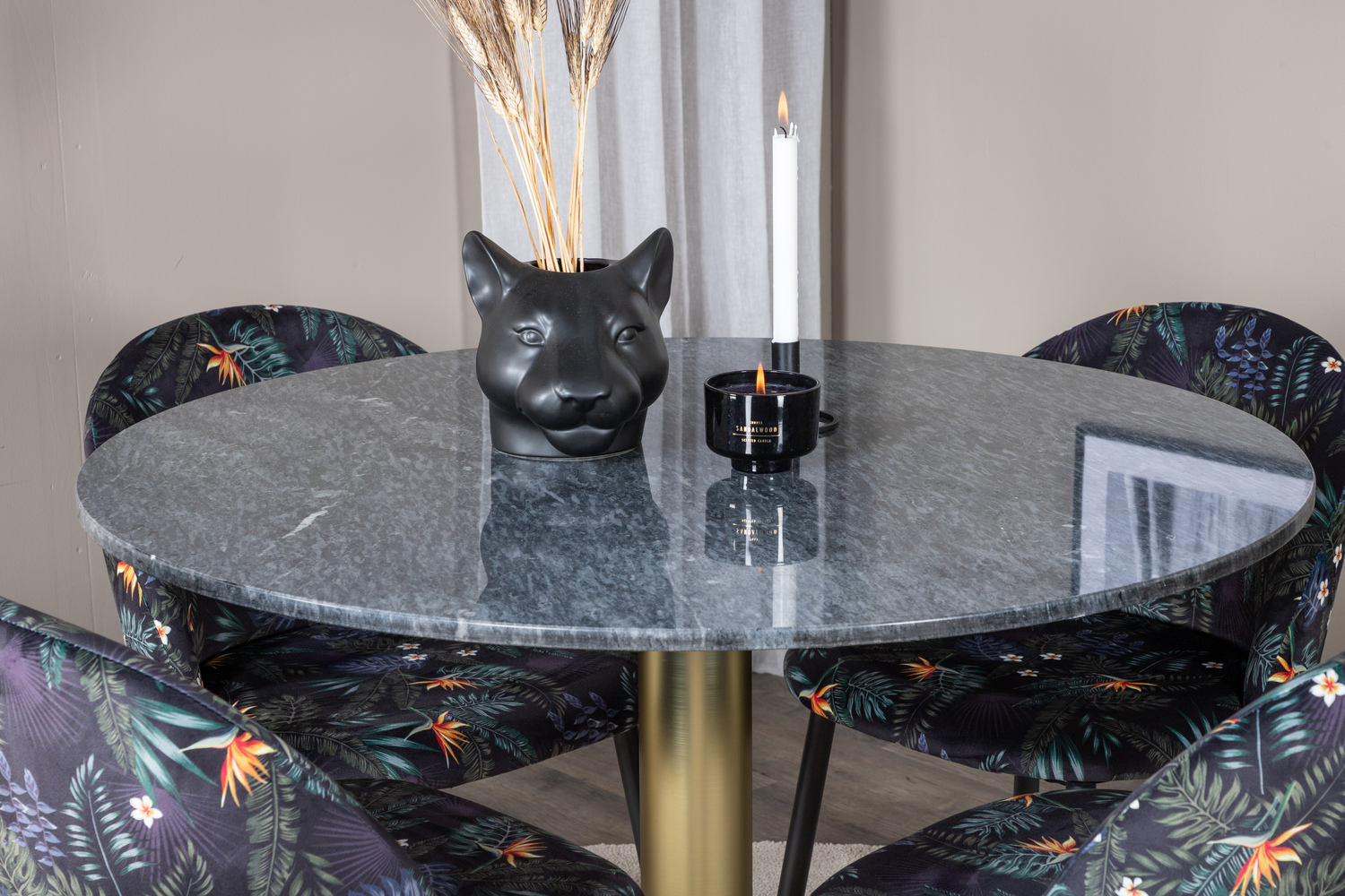 Essgruppe Dallas 1219 (Geblümtes Muster + Schwarz)