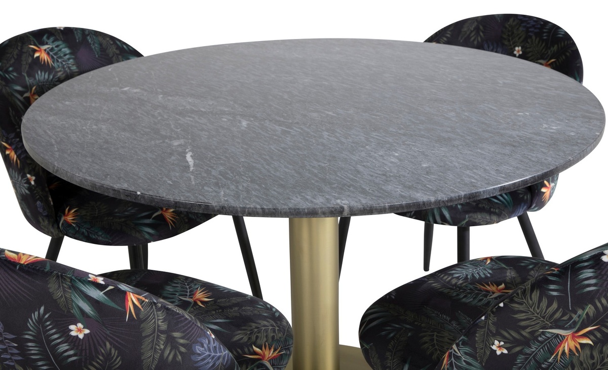 Essgruppe Dallas 1219 (Geblümtes Muster + Schwarz)