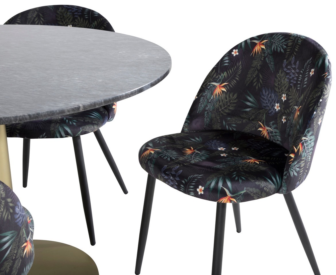 Essgruppe Dallas 1219 (Geblümtes Muster + Schwarz)