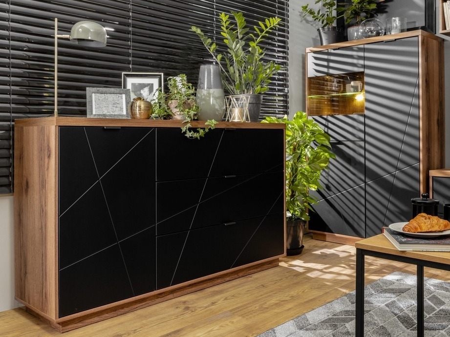 Kommoden Fivale 100 (Dunkle Delano-Eiche + Mattschwarz)