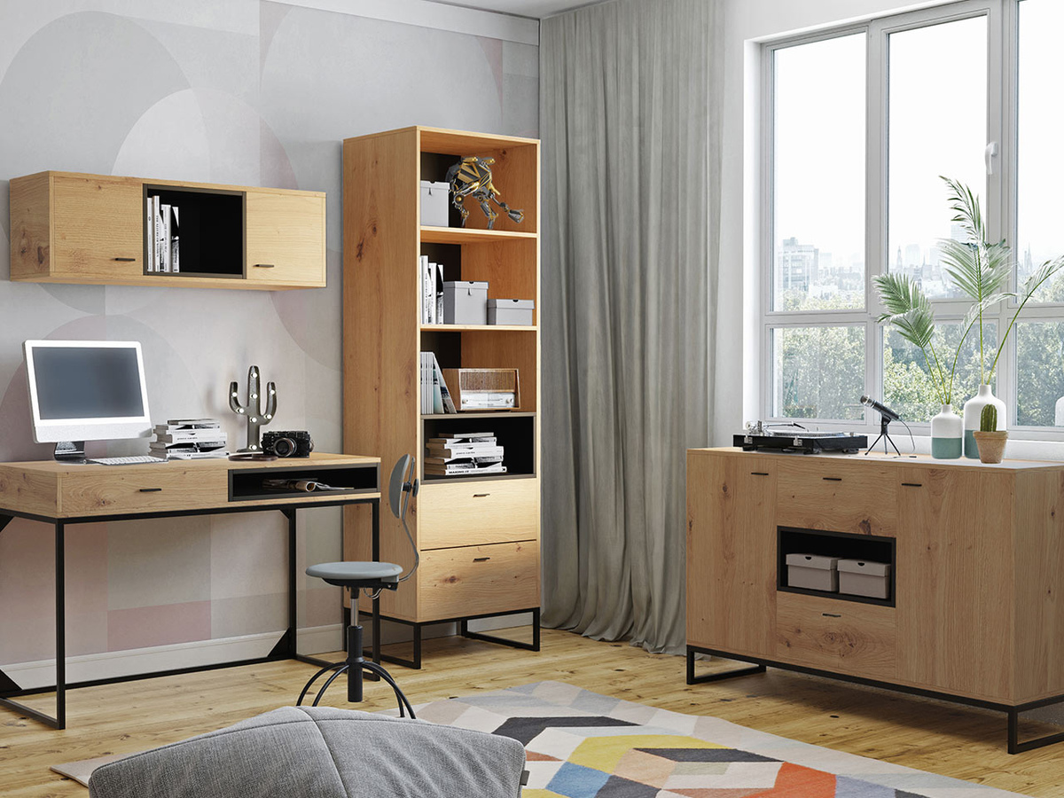 Büro-Set Baltesi 116 (Artisan Eichenholzoptik + Schwarz)