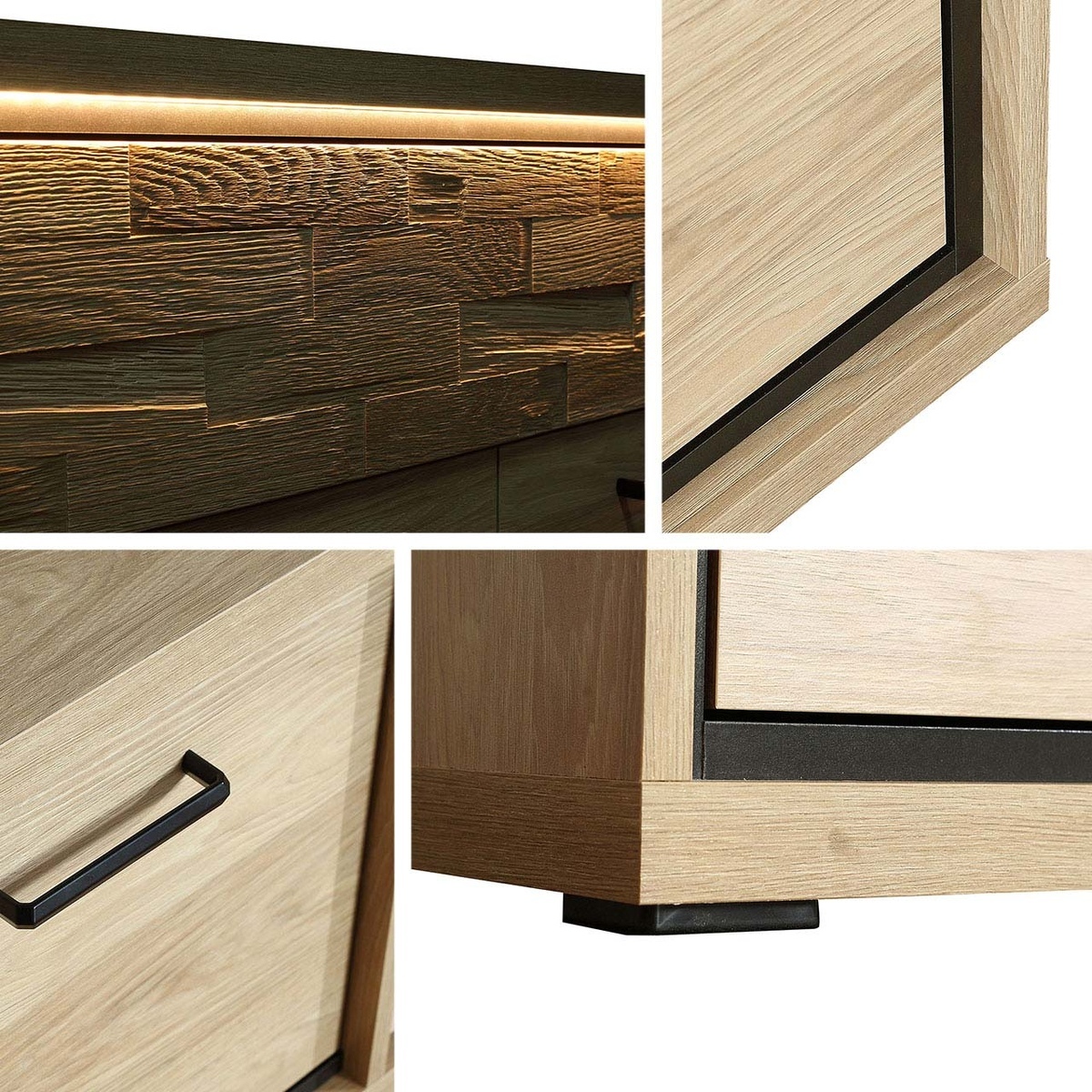 Wohnzimmer-Sets Etrmoni 118 (Helles Holz + Eichenholzoptik)