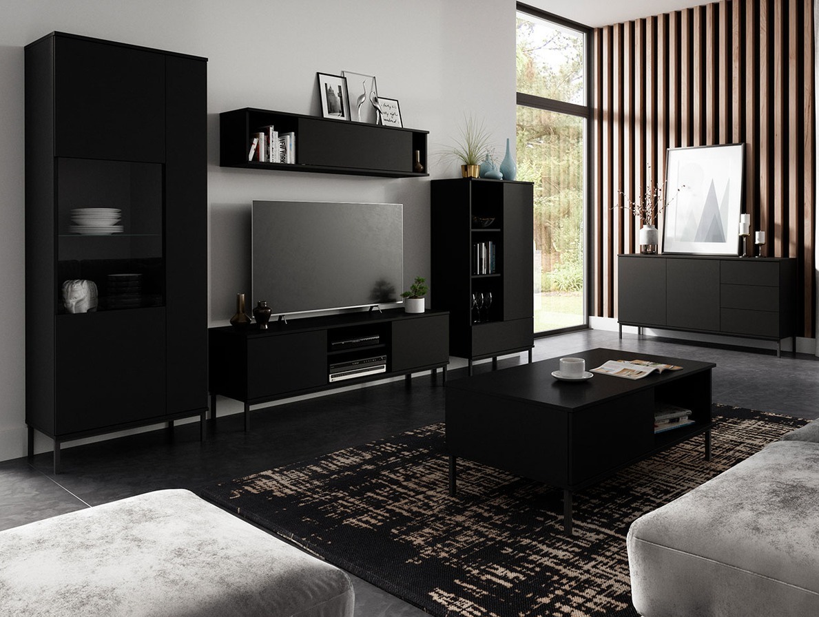Wohnzimmer-Set Lomsore 107 (Schwarz)