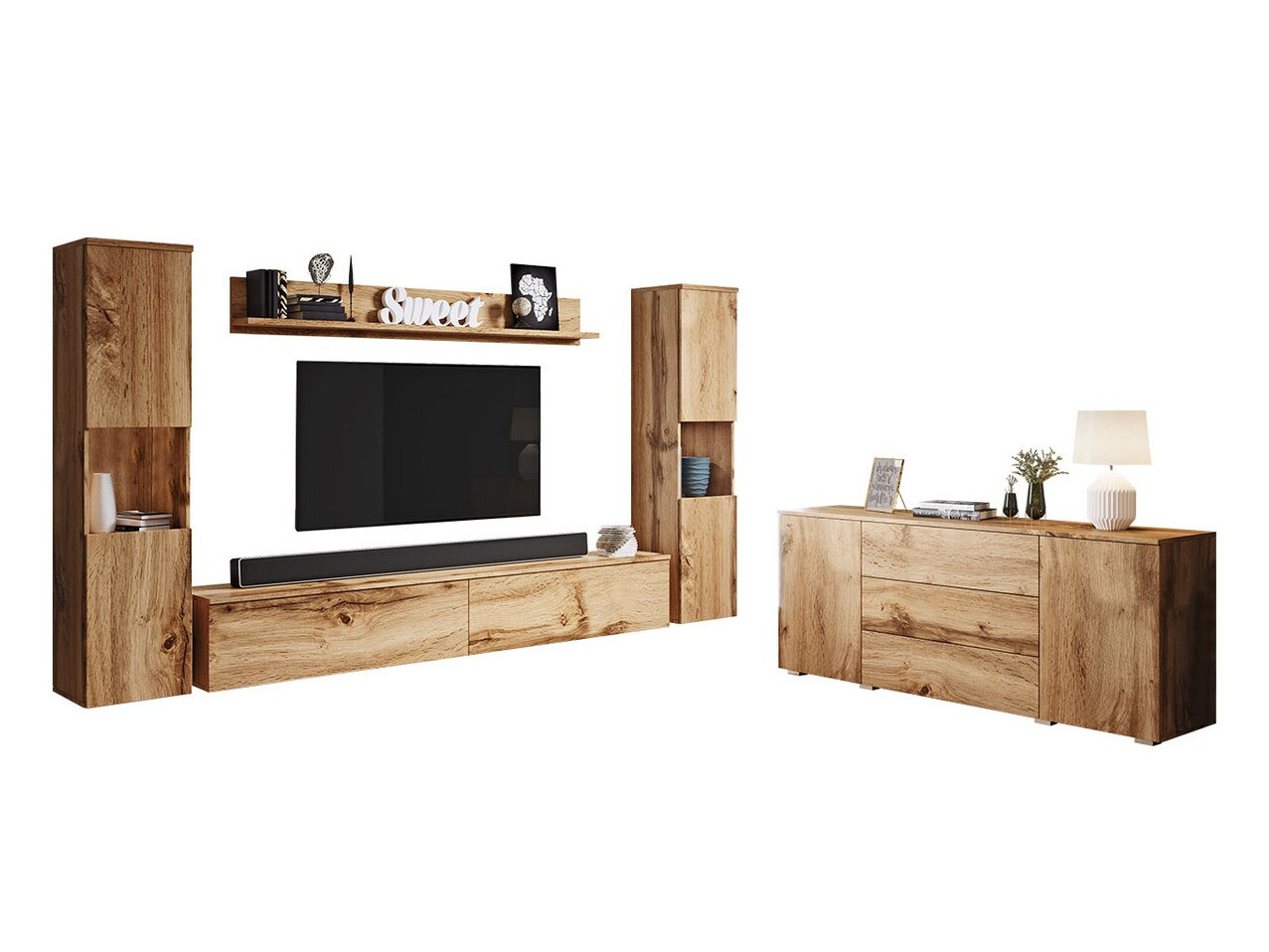 Wohnzimmer-Set Sarasota 133 (Wotan Eiche)