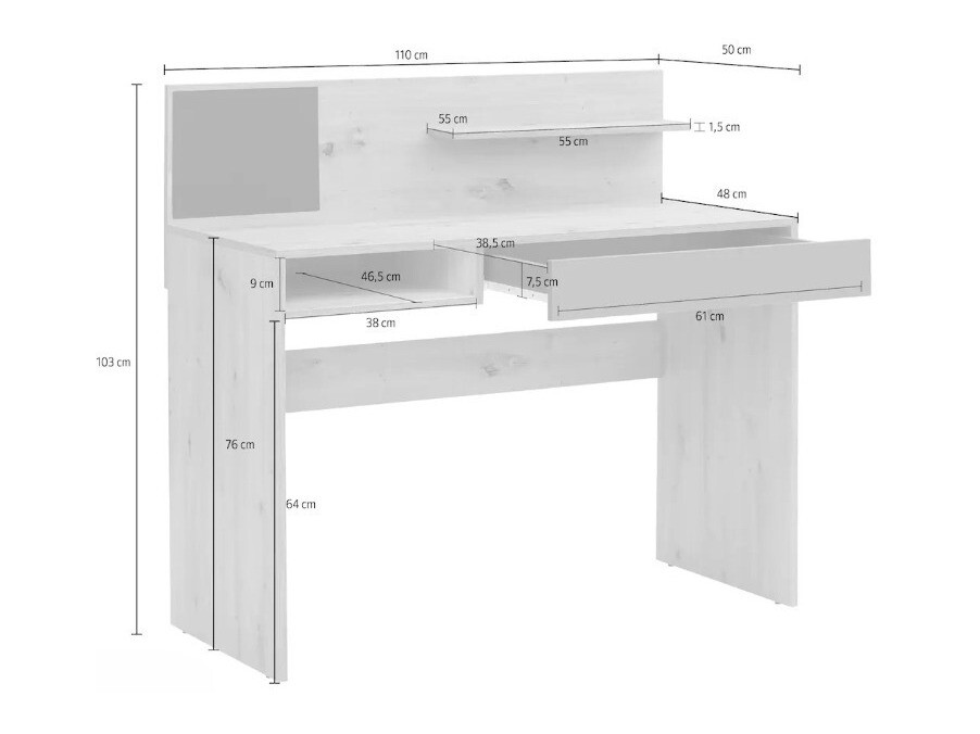 Bürotisch Denton 301 (Anthrazit + Eichenholzoptik)