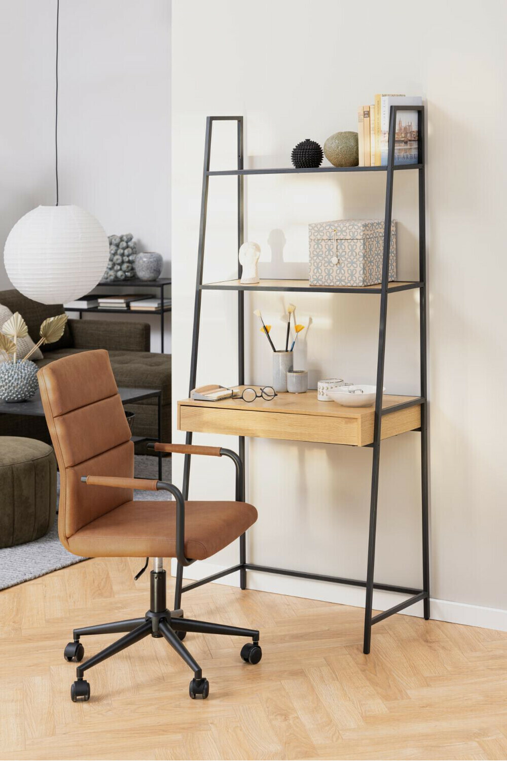 Bürotisch Norsica Sevferi 163 (Wildeichenholzoptik + Schwarz)