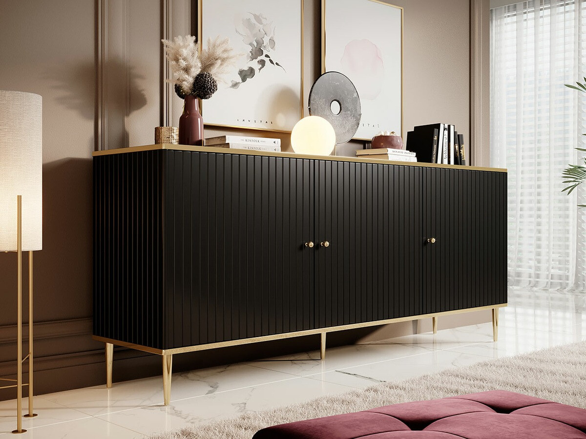 Sideboard Arces (Schwarz + Gold)