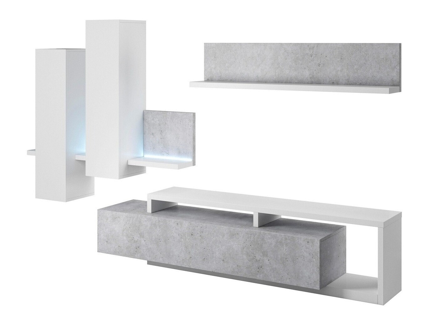 Wohnzimmer-Set Lutiva 100 (Weiss + Beton)