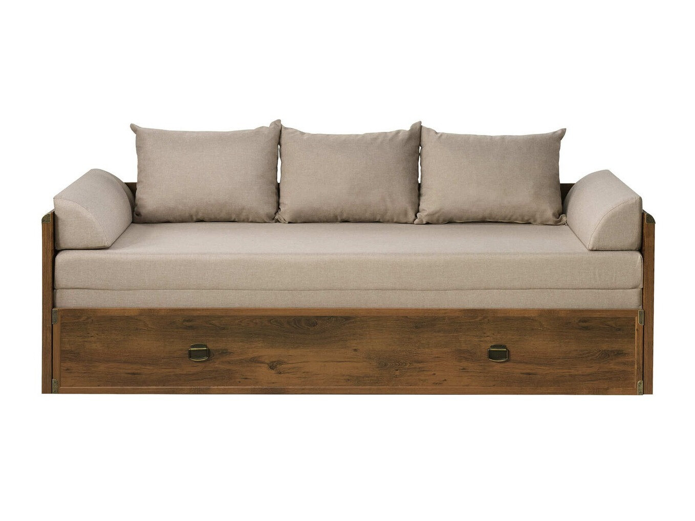 Bett Boston 630 (Eichenholzoptik + Beige)