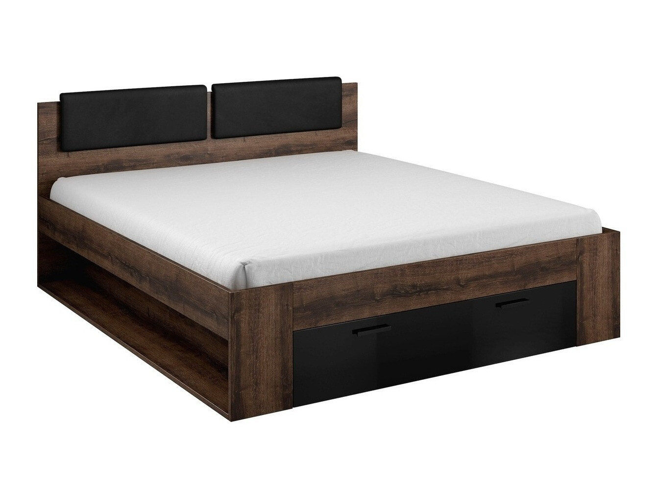 Bett Levruvu 106 (Klostereiche + Schwarz glänzend)