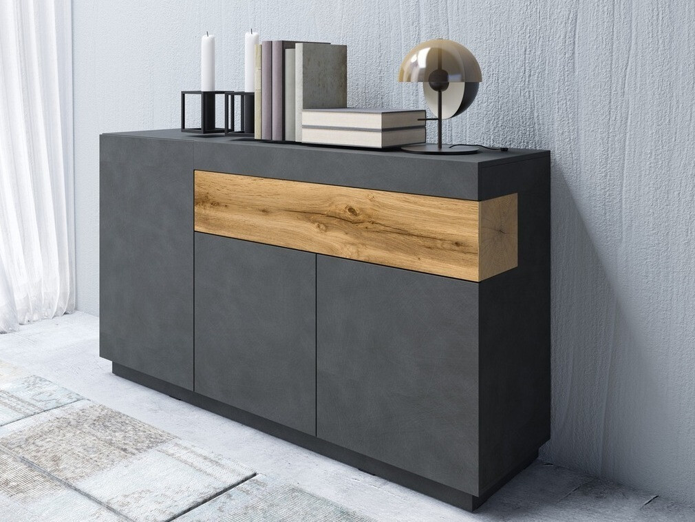 Kommode Livlore 105 (Matera grau + Wotan Eiche)