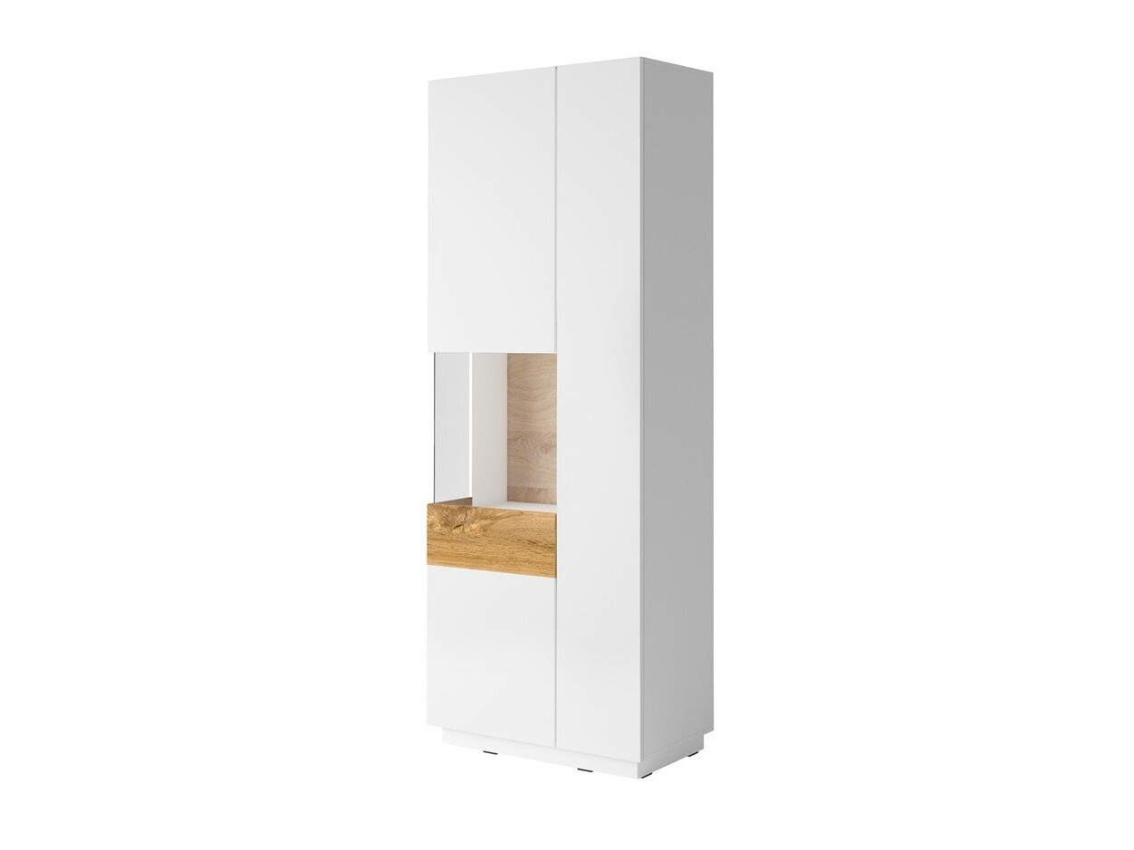 Wohnzimmer-Set Livlore 108 (Weiss + Weiss glänzend + Wotan-Eiche)