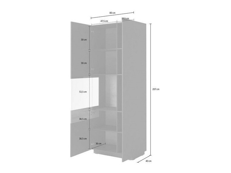 Wohnzimmer-Set Livlore 108 (Weiss + Weiss glänzend + Wotan-Eiche)