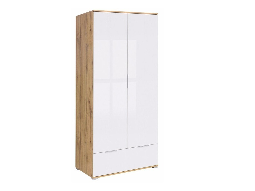 Kleiderschrank Tivetra 111 (Wotan Eiche + Weiss glänzend)