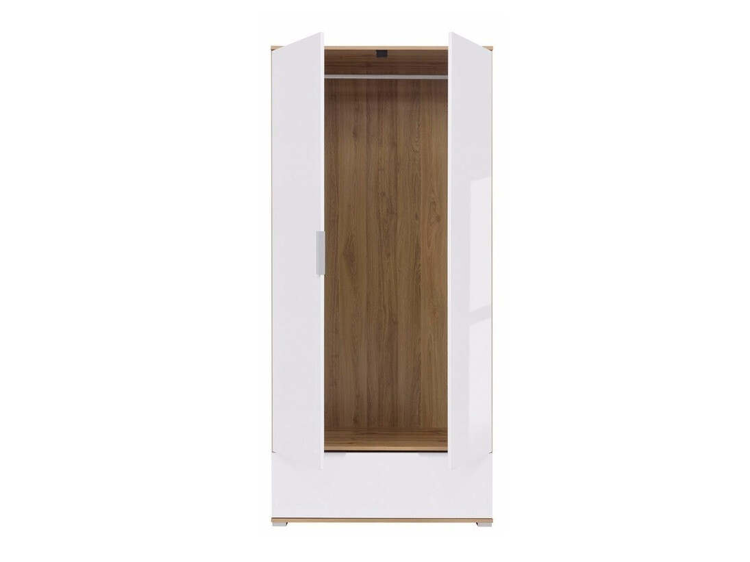Kleiderschrank Tivetra 111 (Wotan Eiche + Weiss glänzend)
