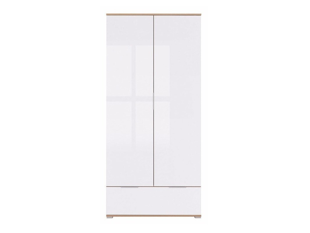 Kleiderschrank Tivetra 111 (Wotan Eiche + Weiss glänzend)