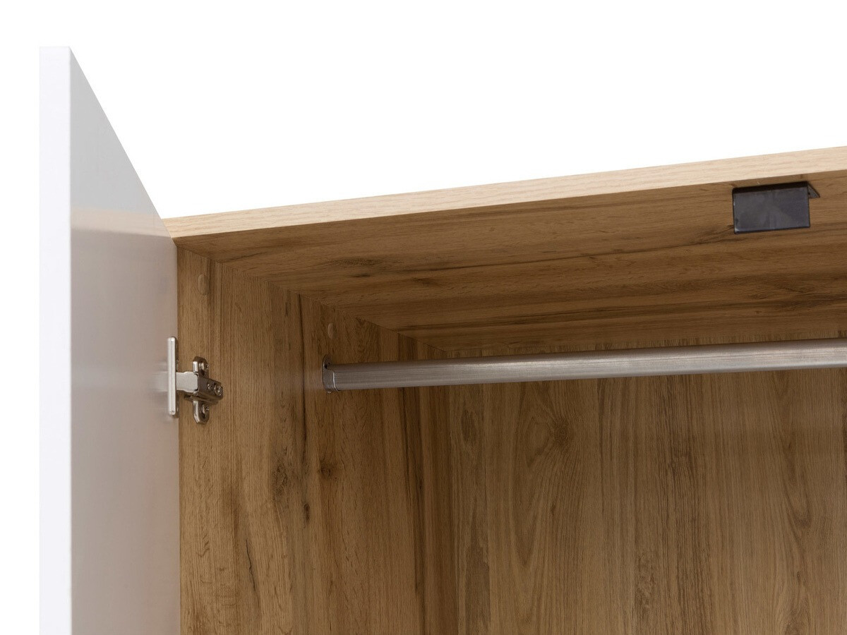 Kleiderschrank Tivetra 111 (Wotan Eiche + Weiss glänzend)