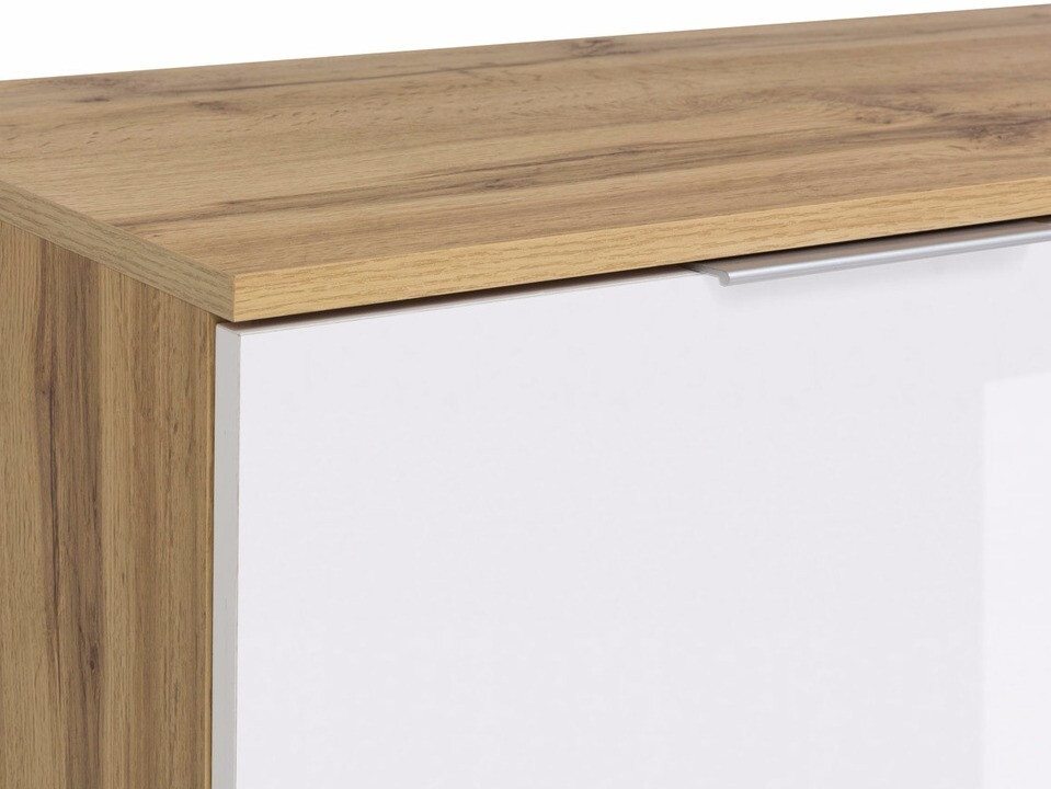 Kleiderschrank Tivetra 111 (Wotan Eiche + Weiss glänzend)