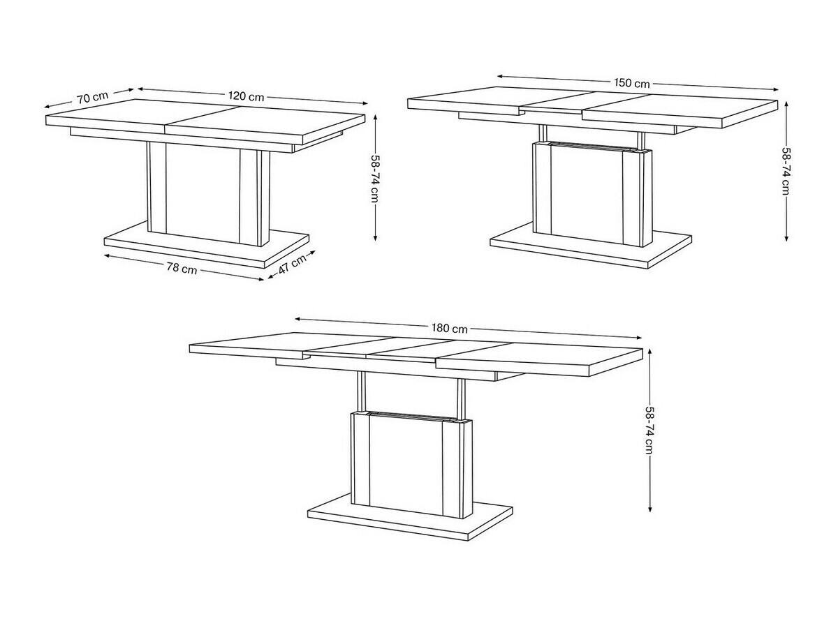 Transforming couchtisch Glendale 103 (Dunkle Eiche + Schwarz)