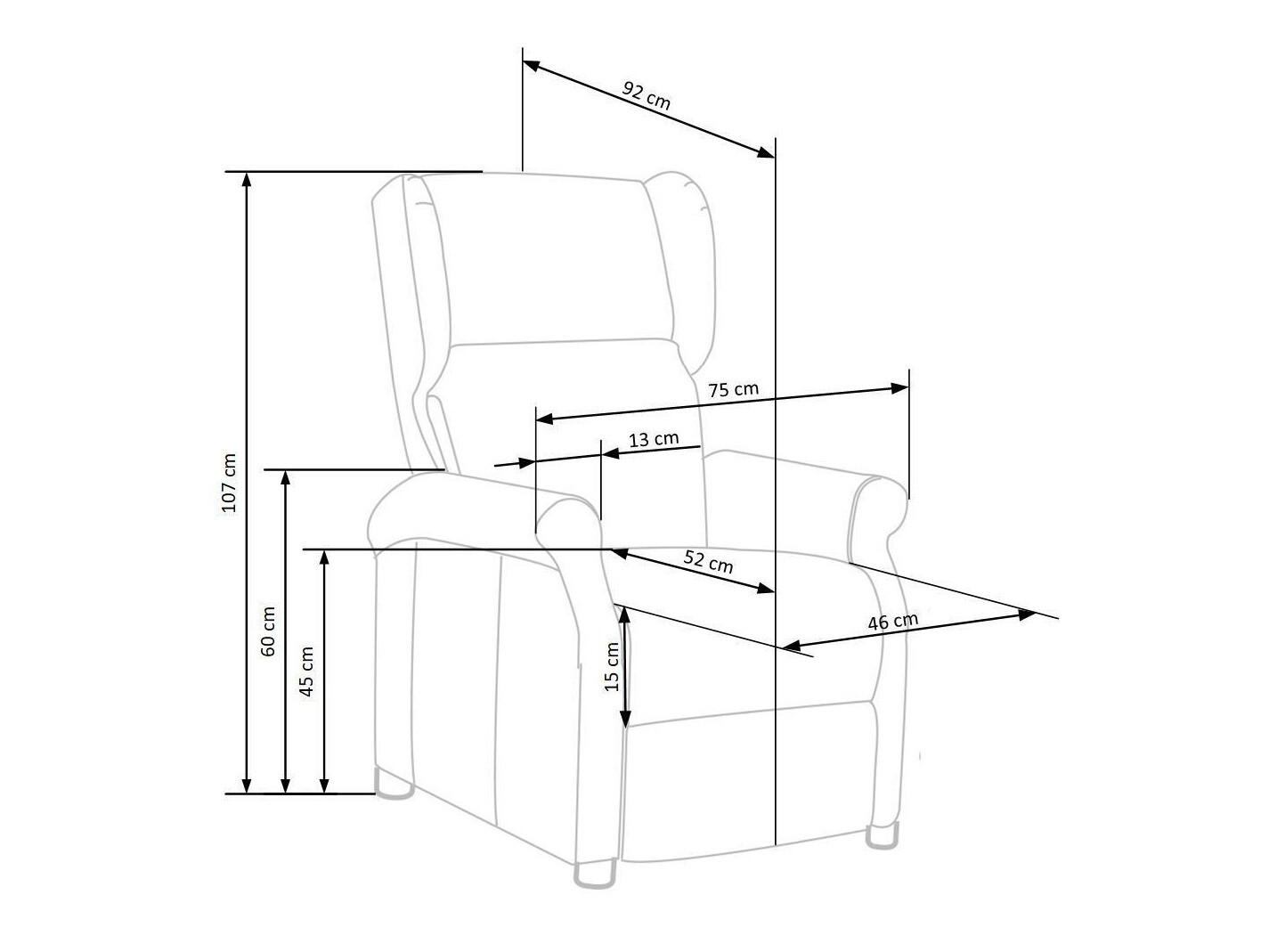 Sessel Liegesessel Houston 854 (Grau)