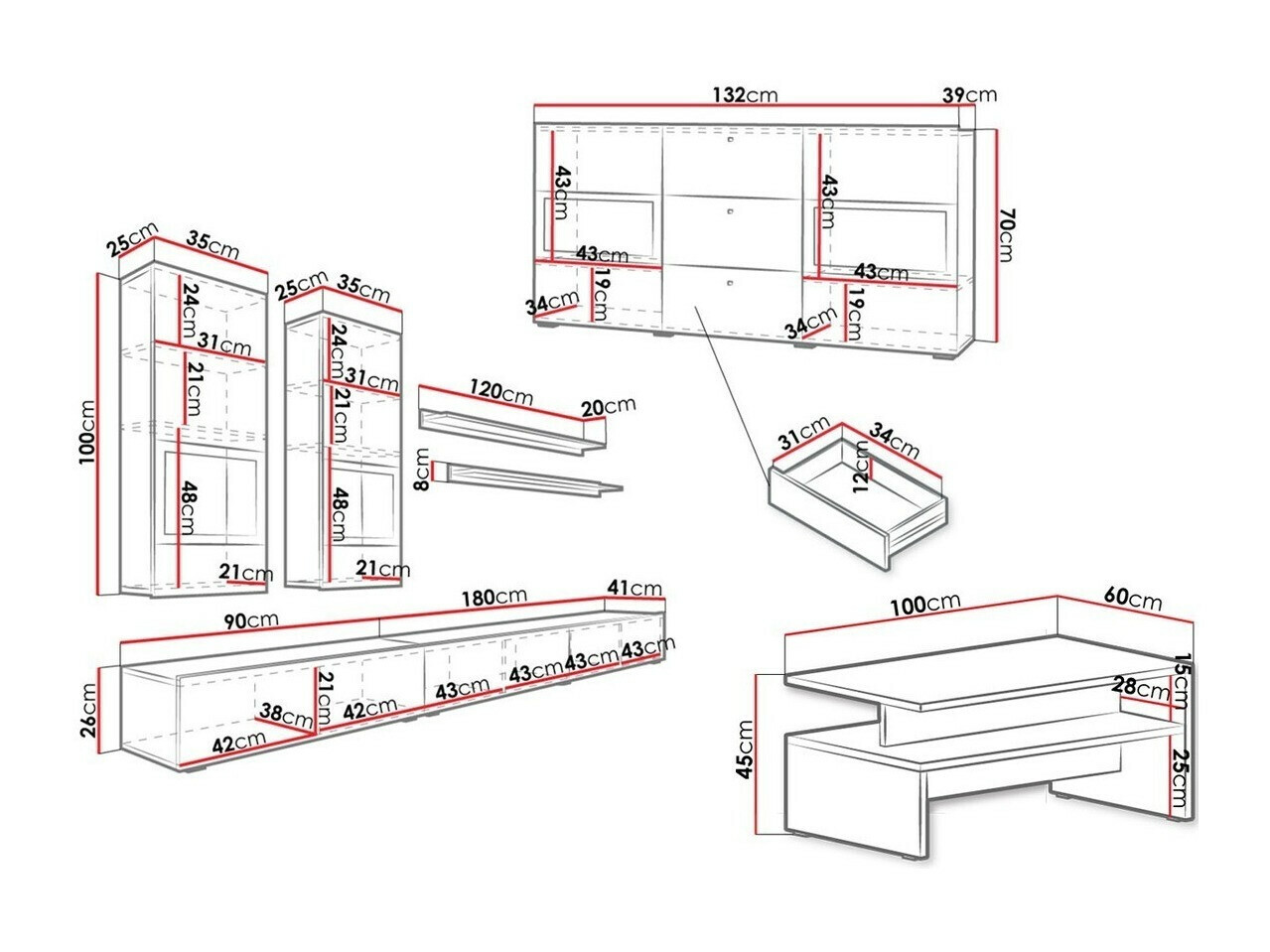 Wohnzimmer-Set Serodeu 104 (Beton)