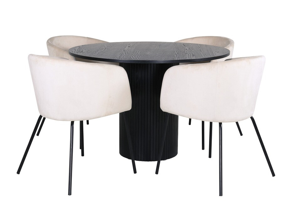 Essgruppe Dallas 3103 (Cremefarben + Schwarz)