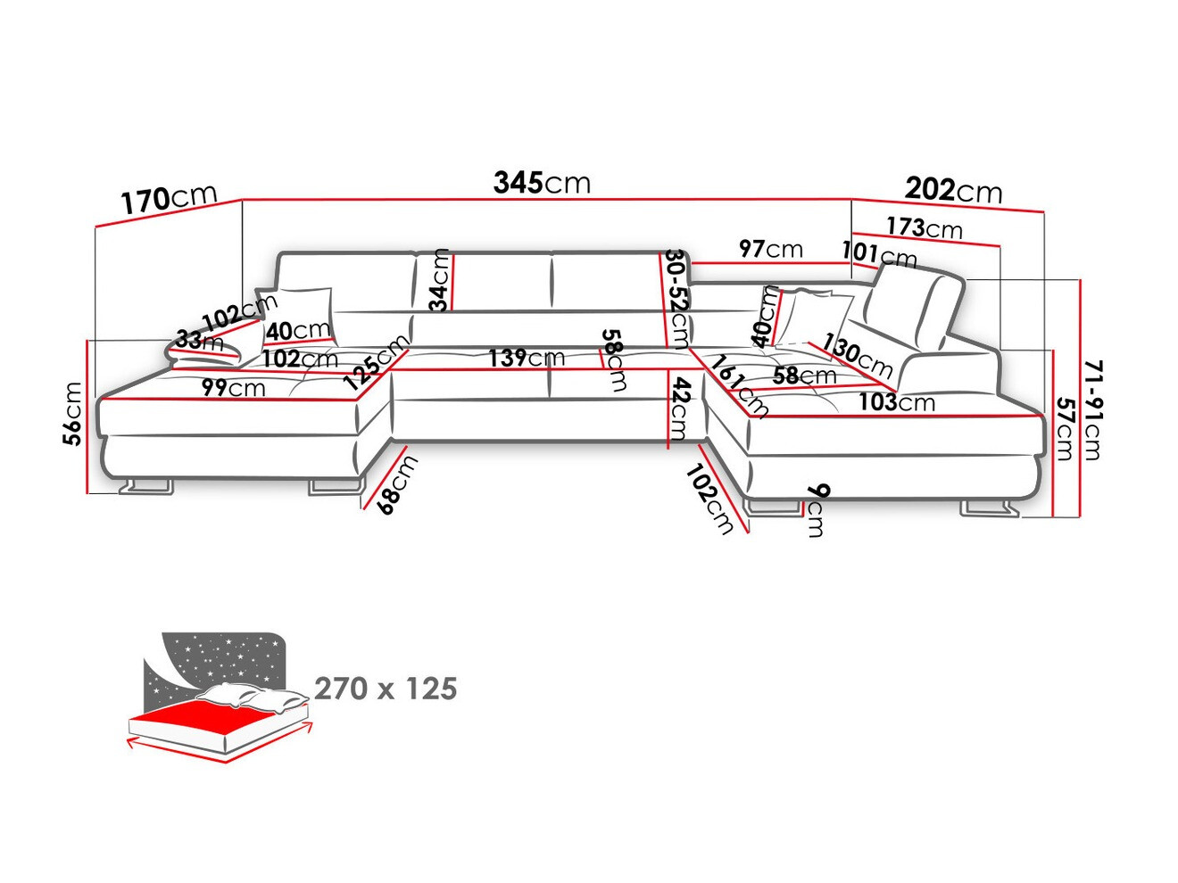 Ecksofa Comfivo Ruta IV (Uttario Velvet 2979 + Senegal 825)