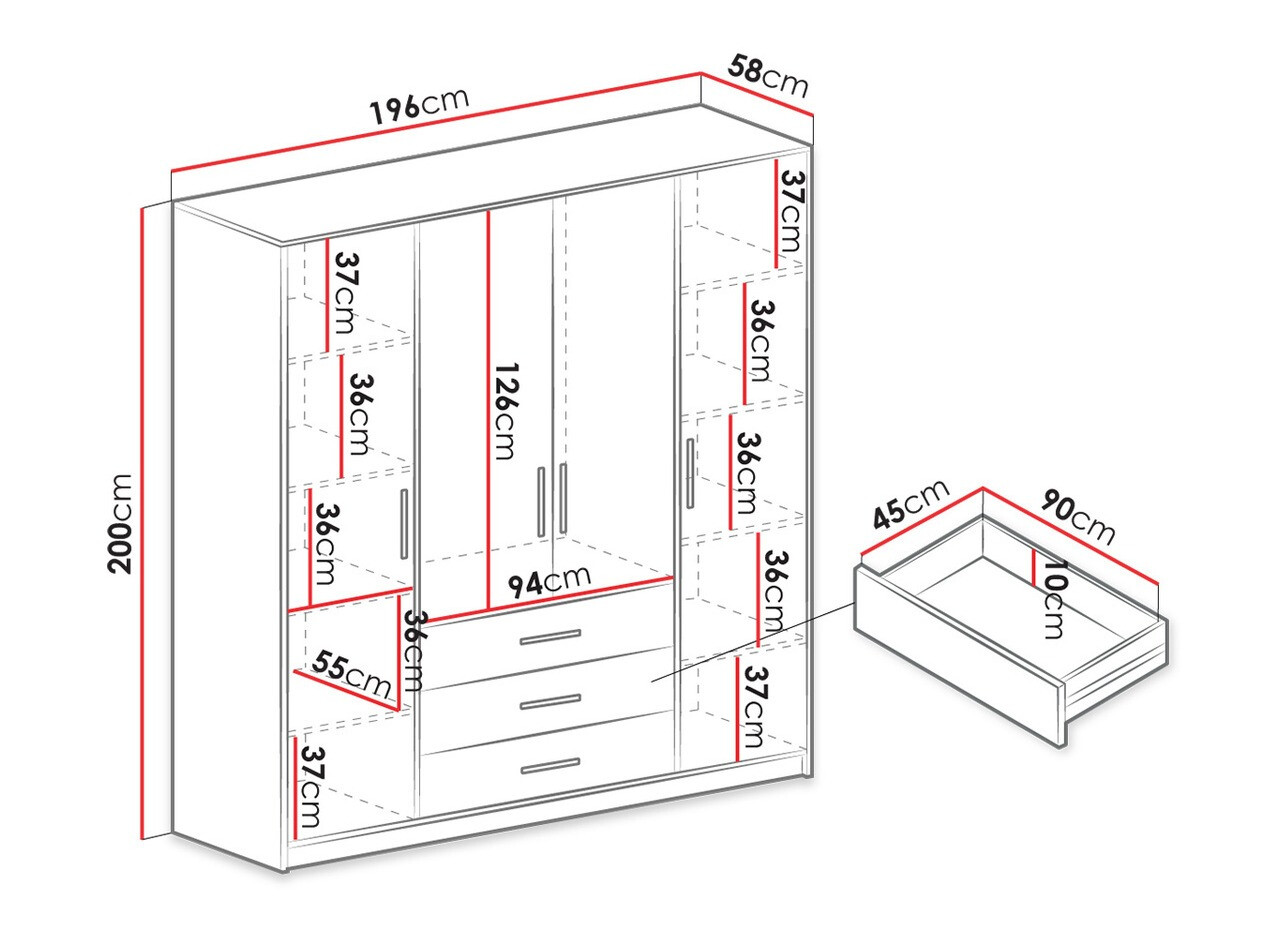 Kleiderschrank Dortivu 154 (Wellington Eichenholzoptik)