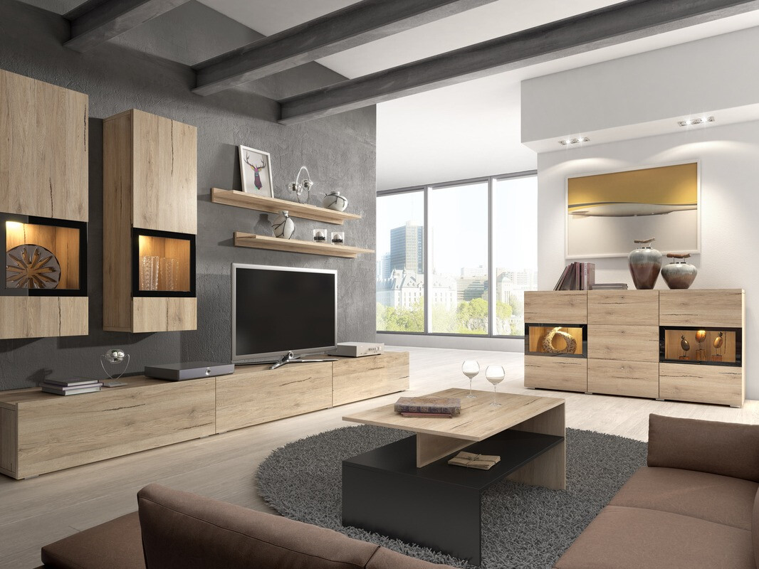 Couchtisch Serodeu 103 (San-Remo-Eiche + Schwarz)
