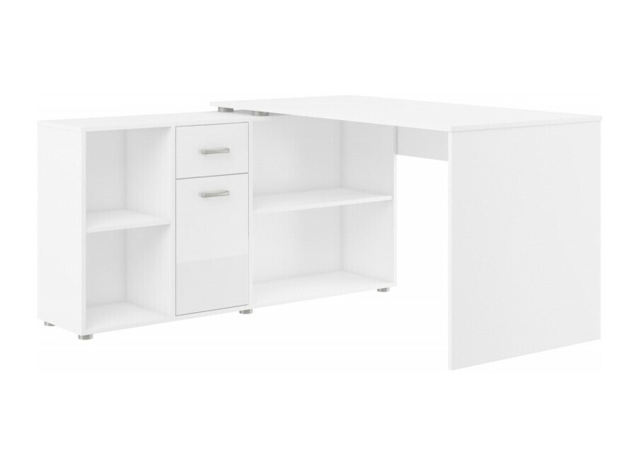 Eckschreibtisch Gilroy 113 (Weiss + Weiss glänzend)