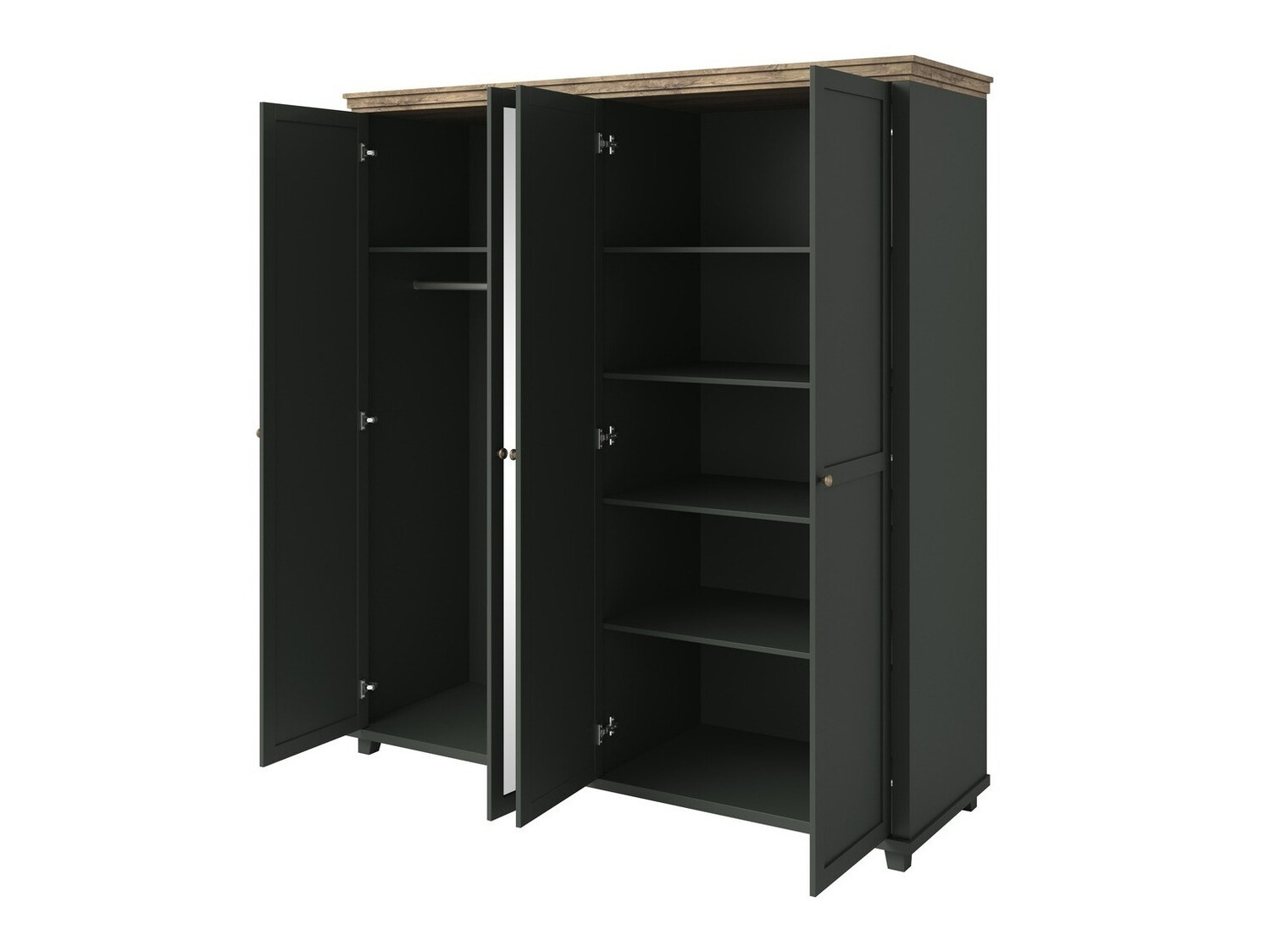 Kleiderschrank Tolnue 115 (Dunkelgrün + Lefkas-Eiche)