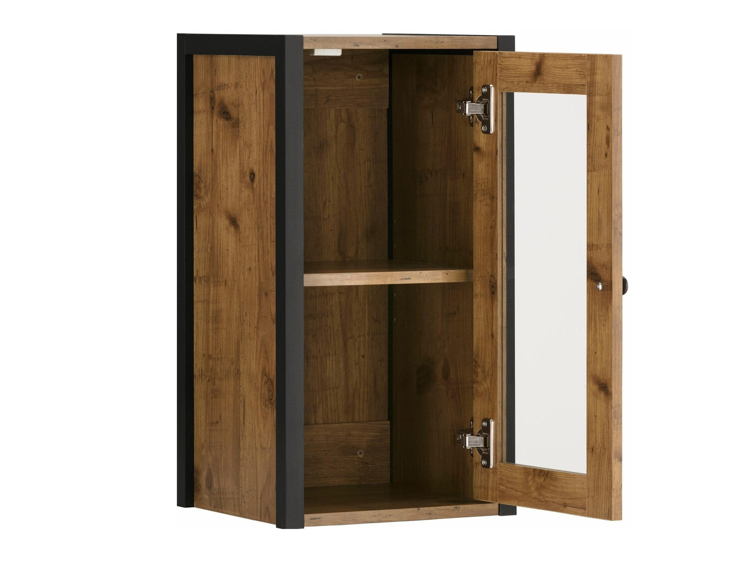 Badezimmer-Hängeschrank Larnovo 118 (Schwarz + Dunkle Eiche)