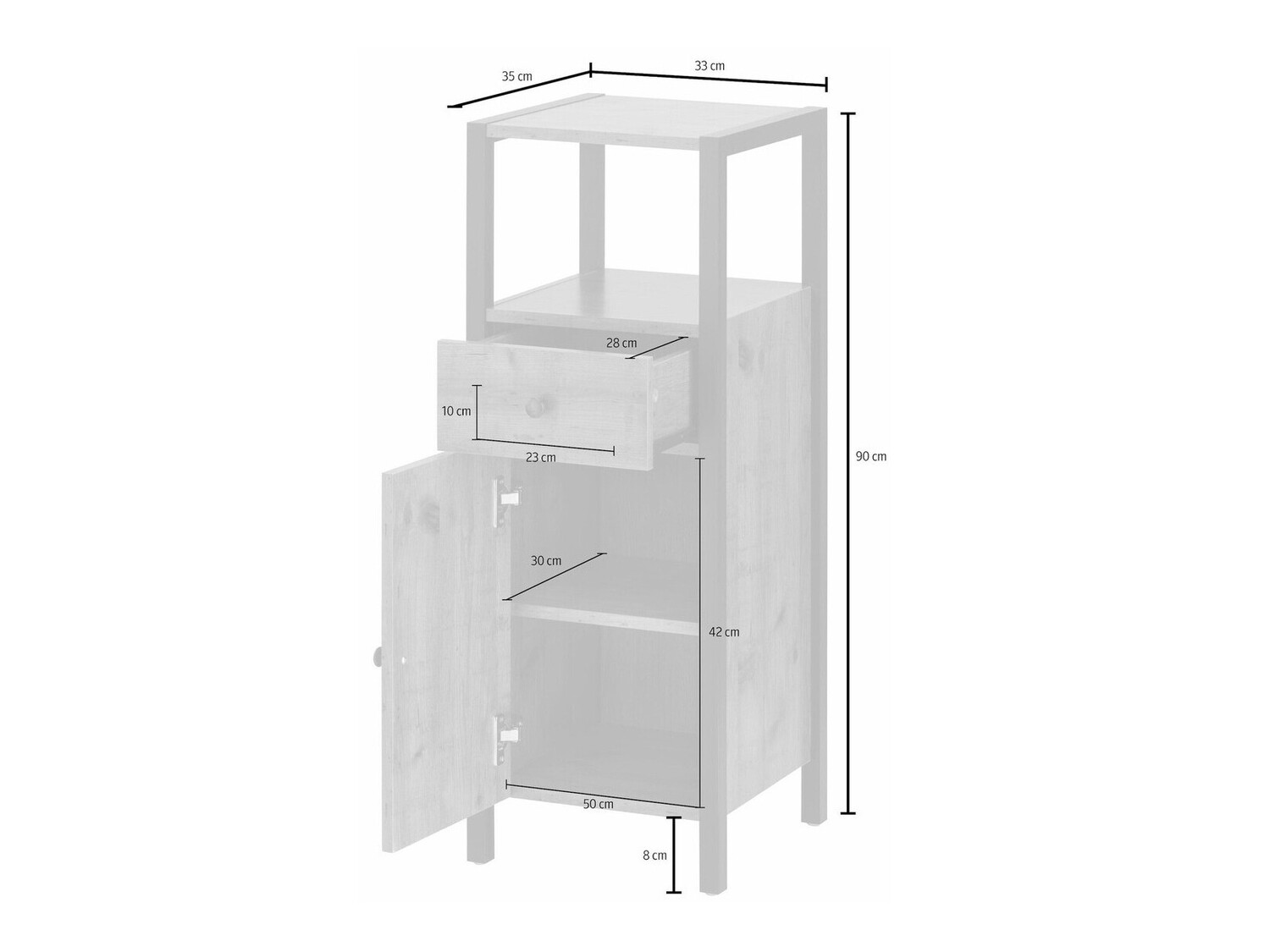 Stehender Badezimmerschrank Larnovo 112 (Eichenholzoptik dunkel + Schwarz)