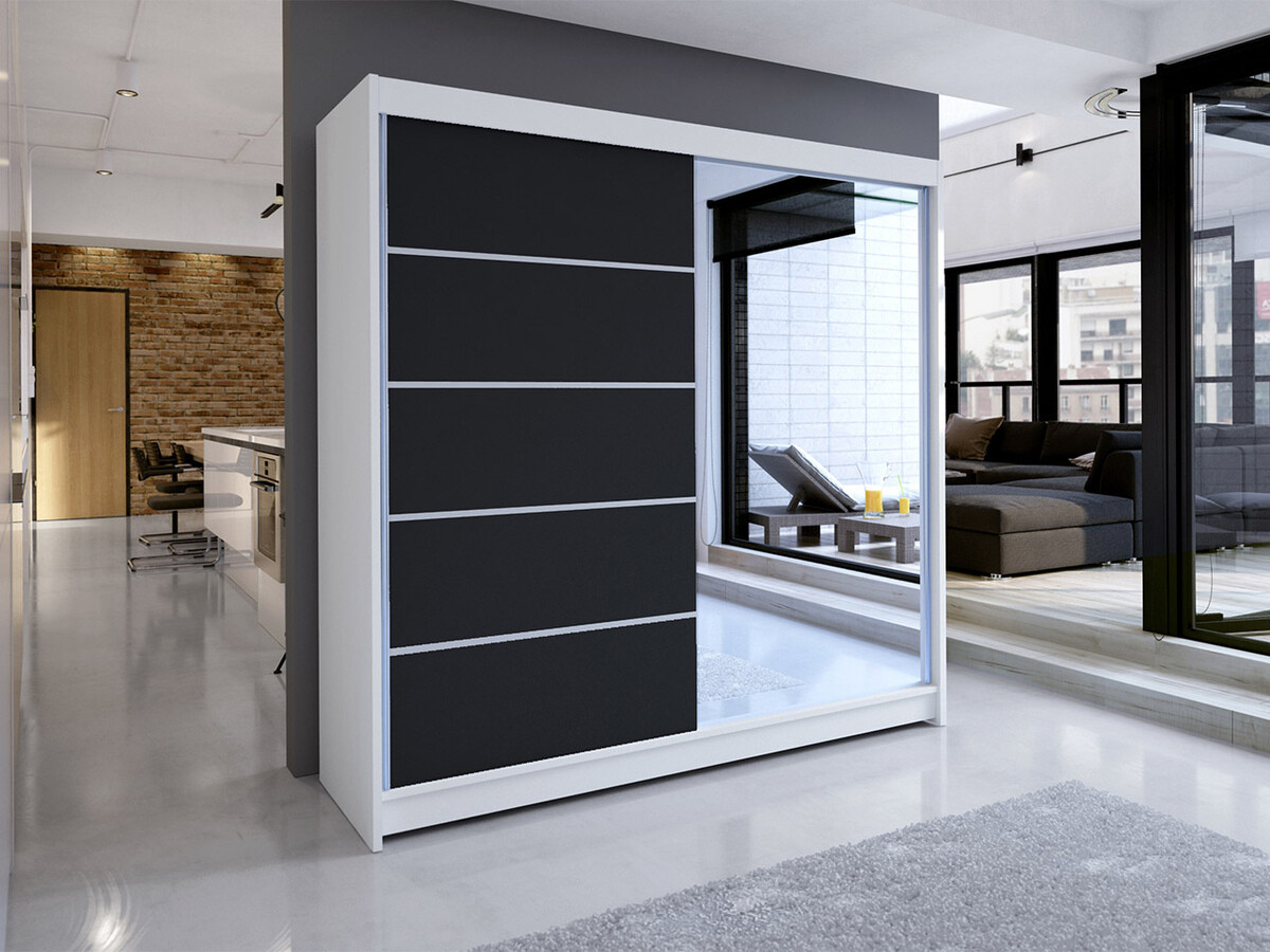 Kleiderschrank Closico 142 (Weiss + Schwarz)