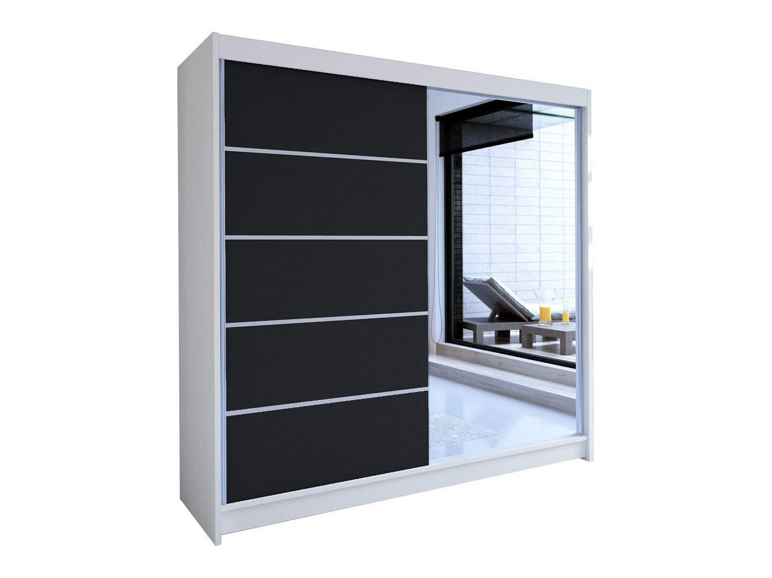 Kleiderschrank Closico 142 (Weiss + Schwarz)