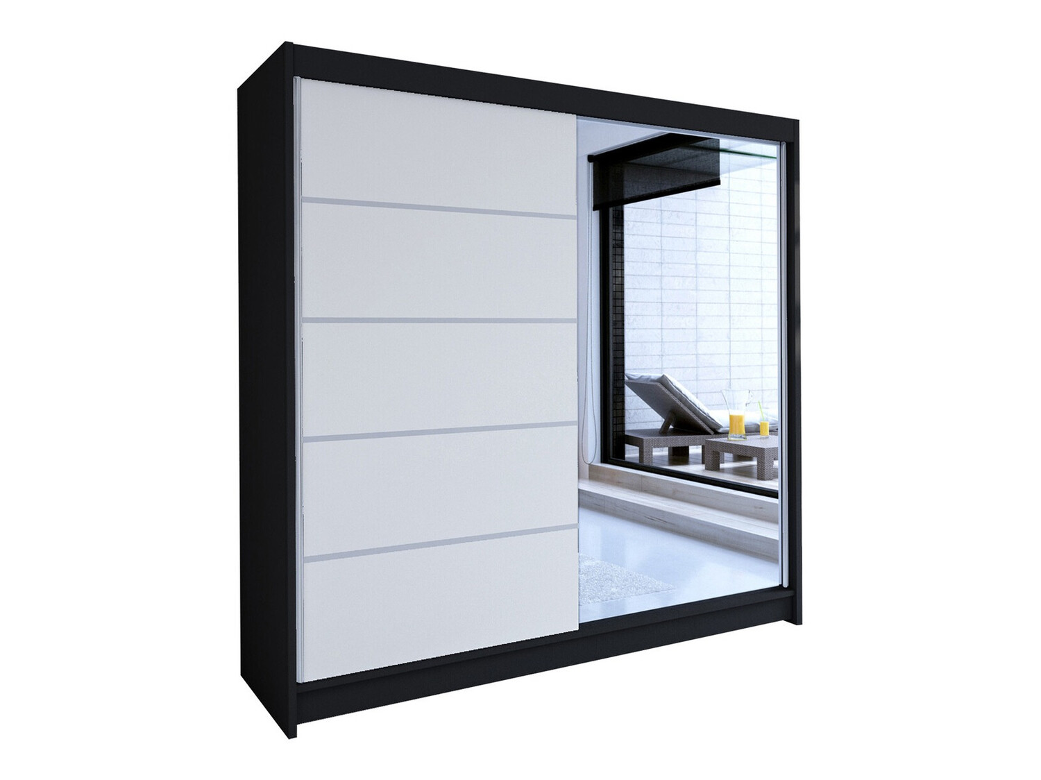Kleiderschrank Closico Cavaris III (Schwarz + Weiss)