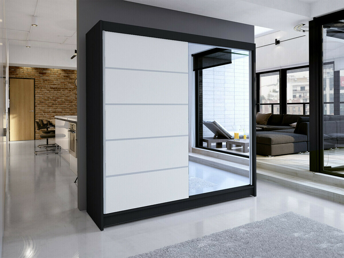 Kleiderschrank Closico Cavaris III (Schwarz + Weiss)
