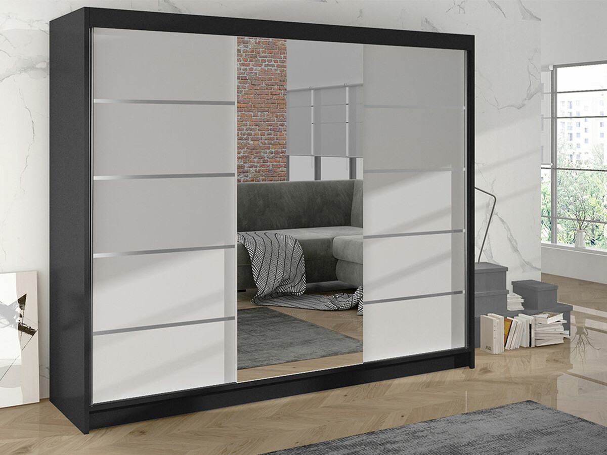 Kleiderschrank Closico Durion IV (Schwarz + Weiss)