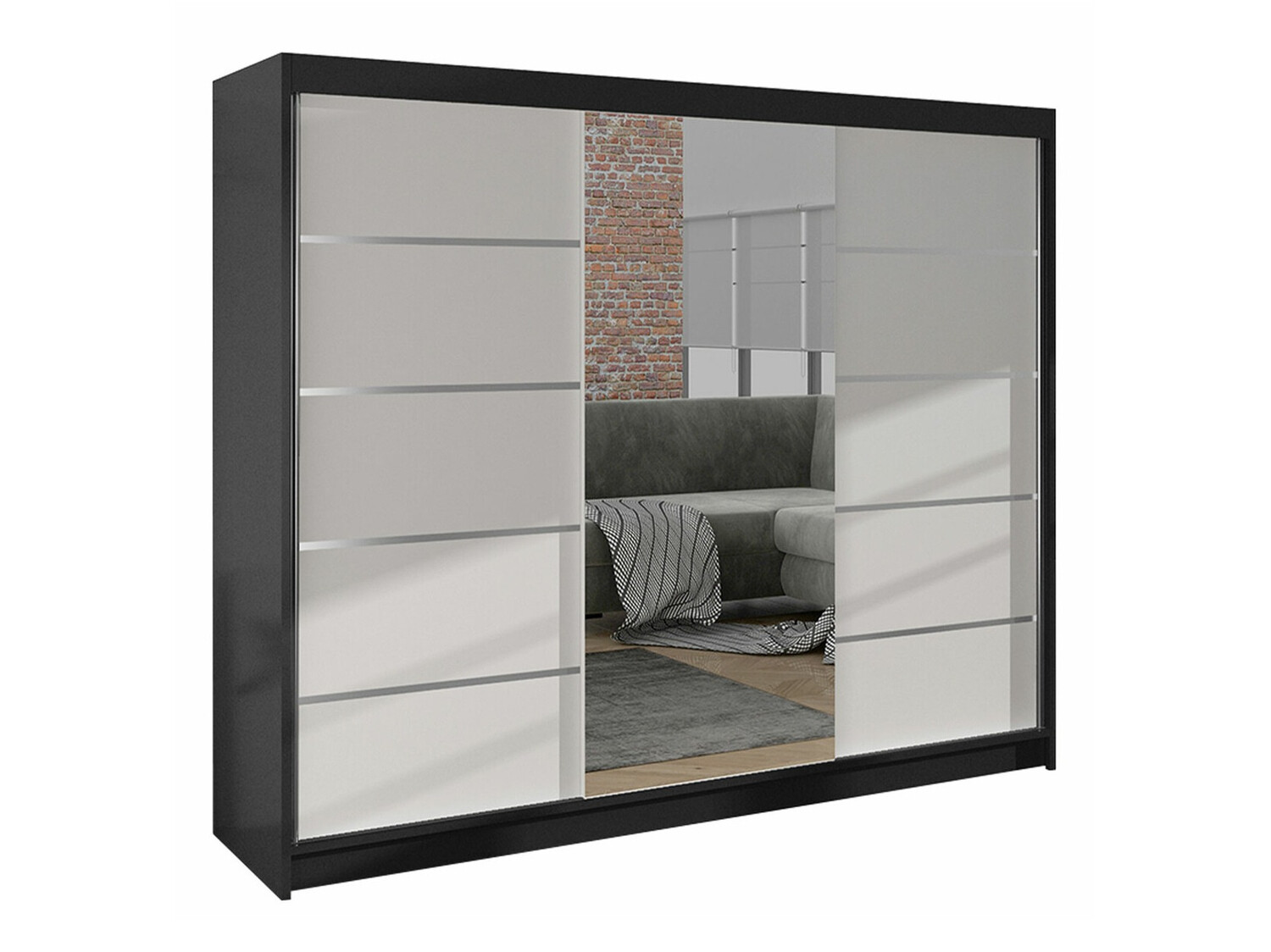 Kleiderschrank Closico Durion IV (Schwarz + Weiss)