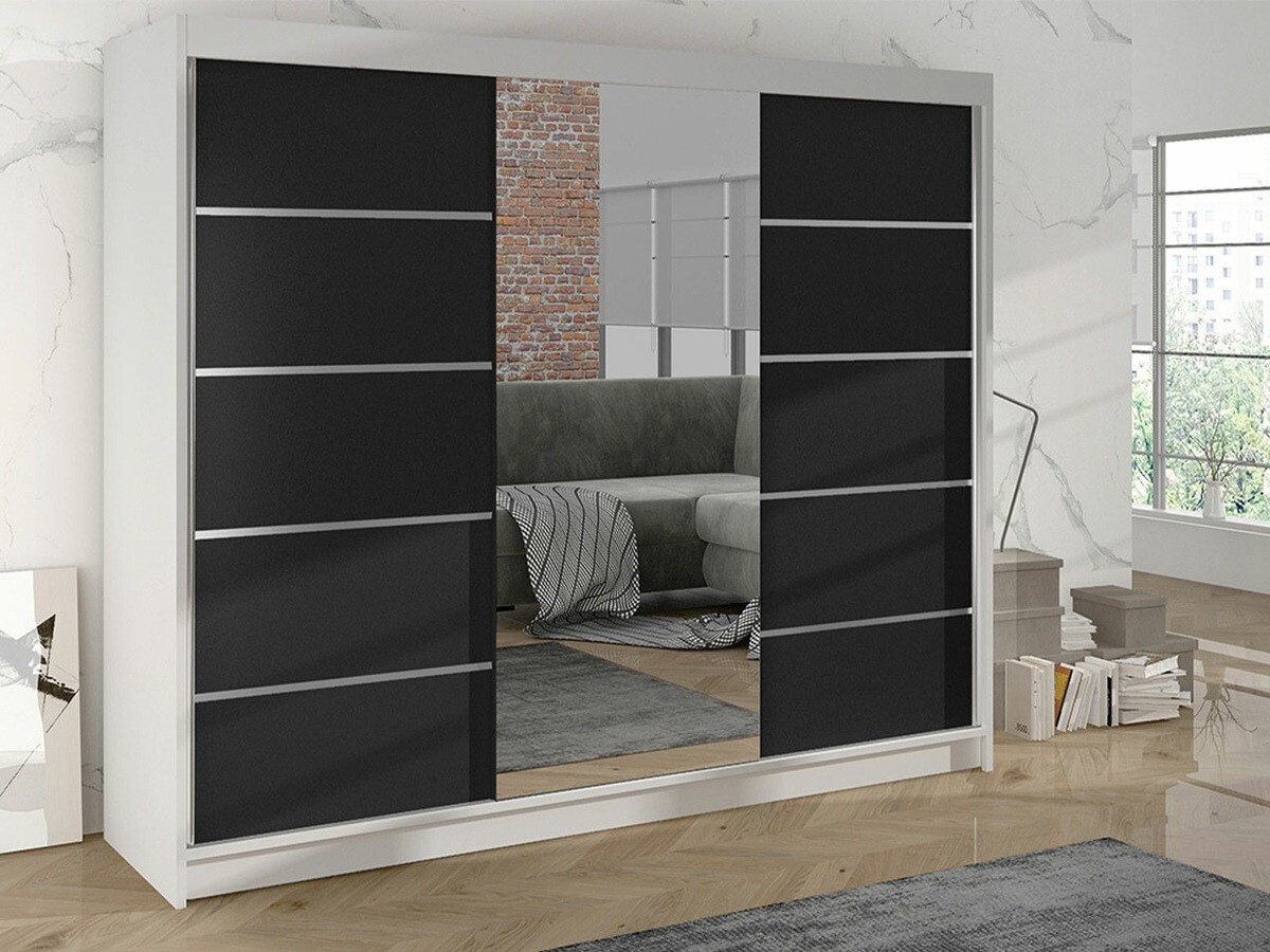 Kleiderschrank Closico Durion IV (Weiss + Schwarz)