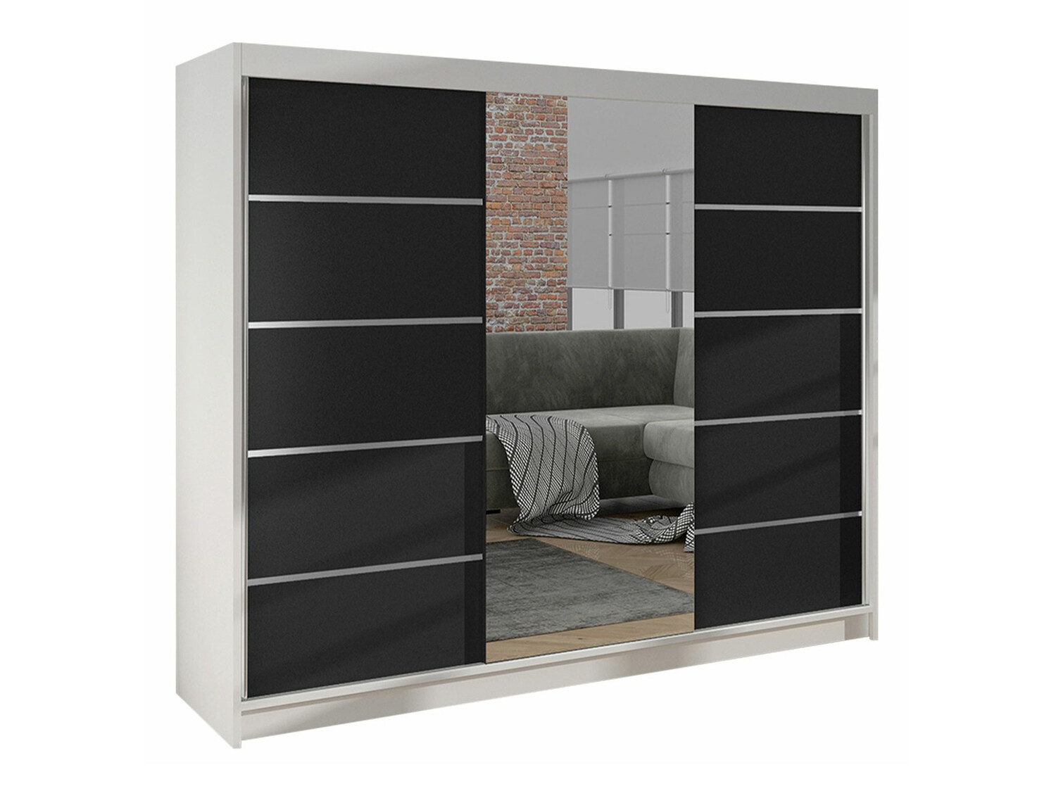 Kleiderschrank Closico Durion IV (Weiss + Schwarz)