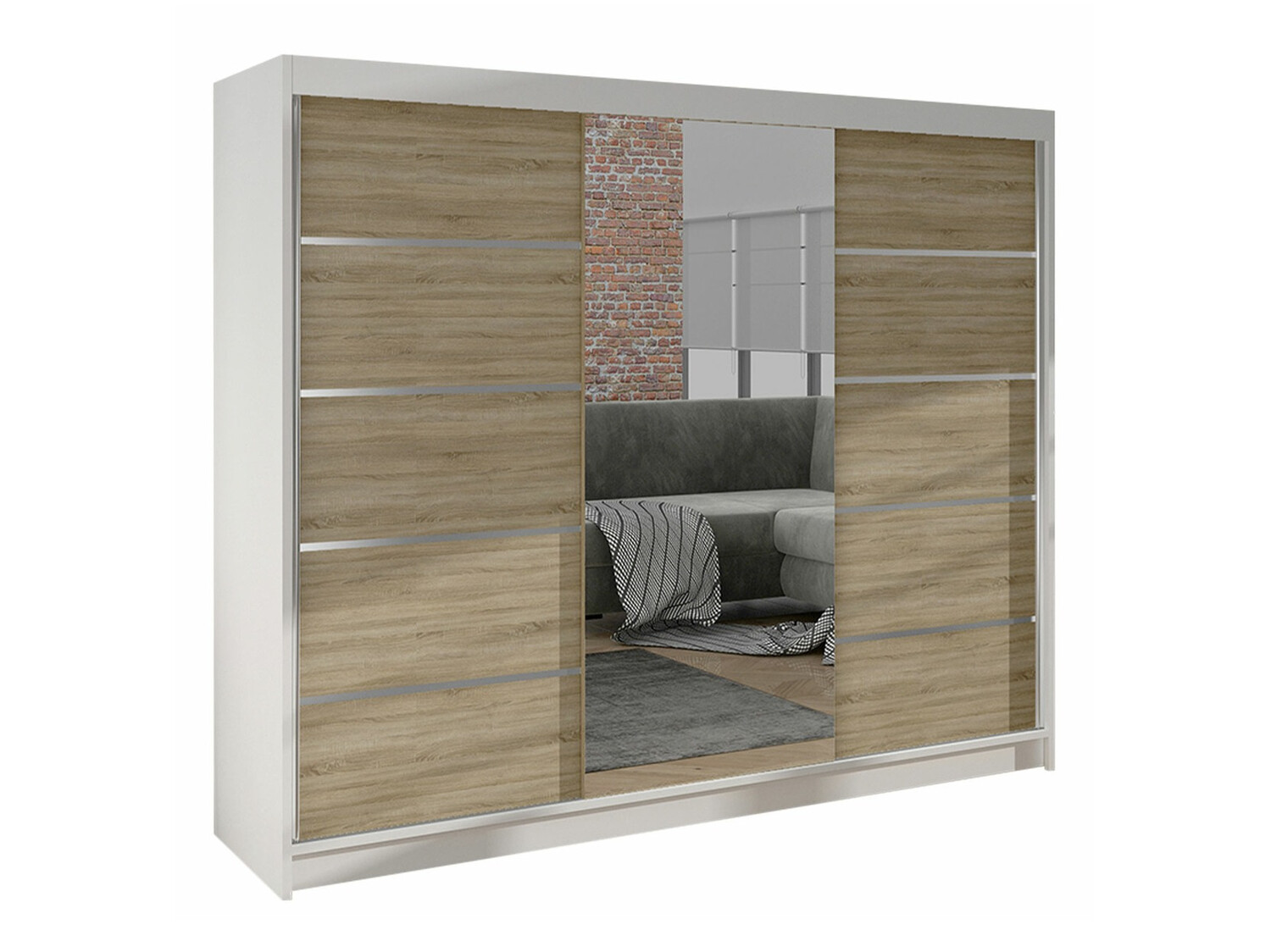 Kleiderschrank Closico Durion IV (Weiss + Sonoma-Eiche)