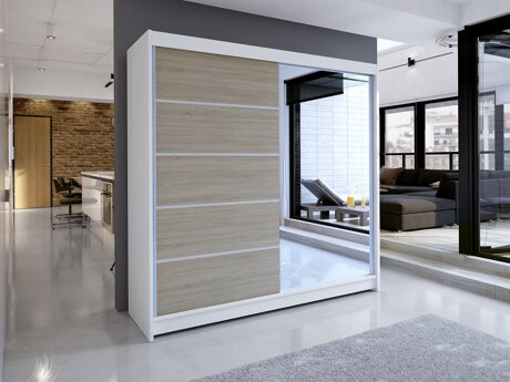 Kleiderschrank Closico 142 (Weiss + Sonoma eichenholz)